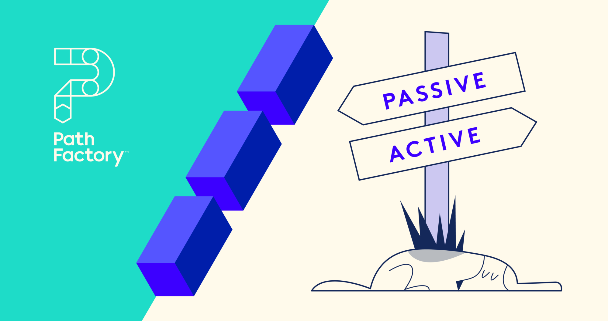 Signpost - One sign - "Passive", Other sign pointing opposite direction "Active"