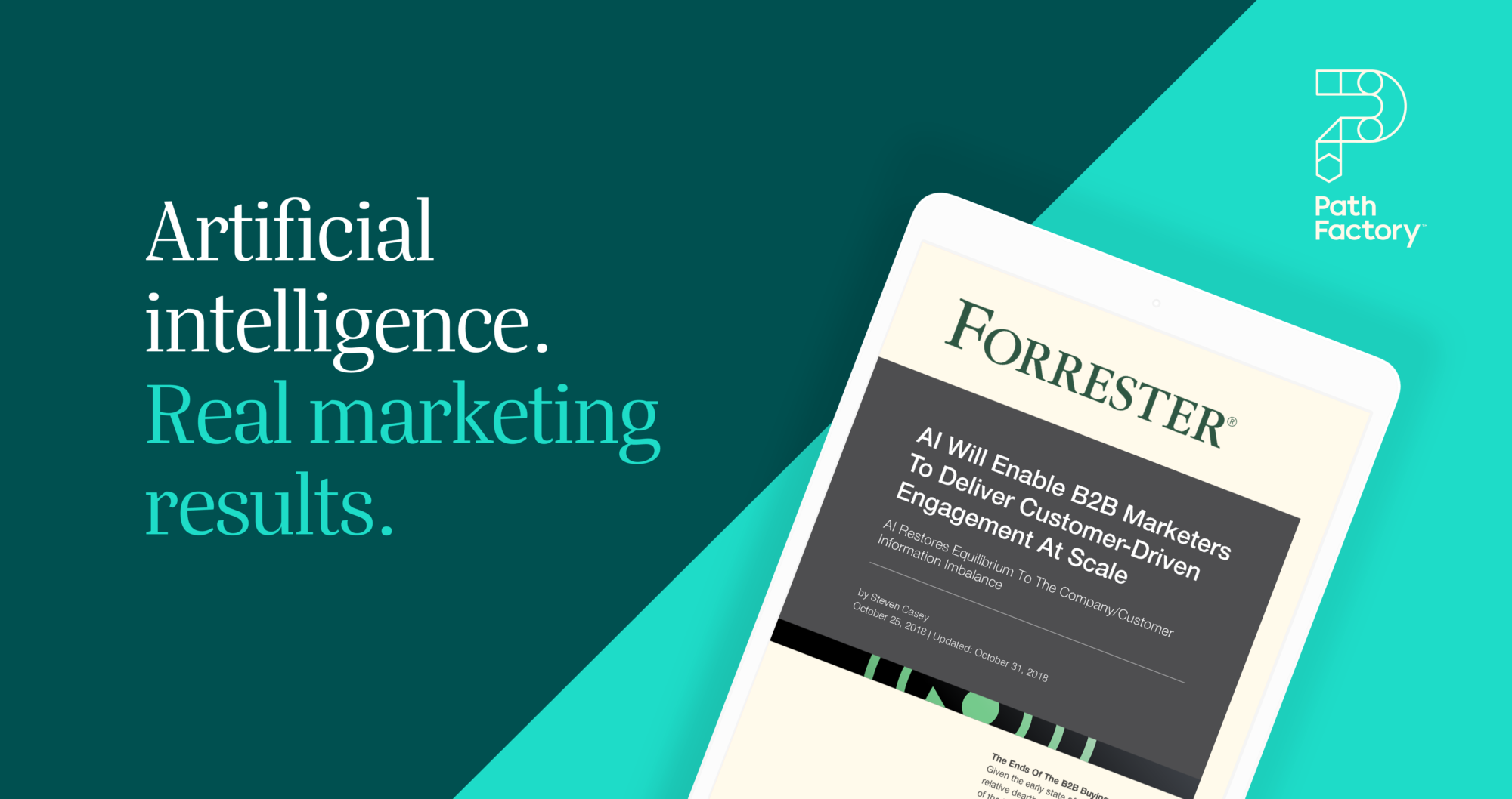 Image captioned, Artificial Intelligence, featuring Forrester report on B2B Marketing