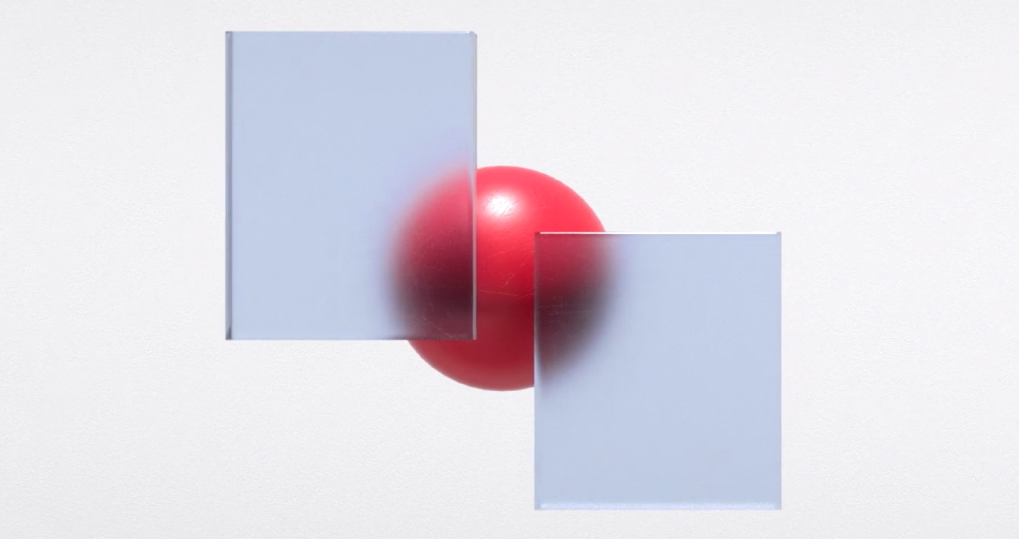 Light Blue boxes, overlaying on a red sphere with a grey background