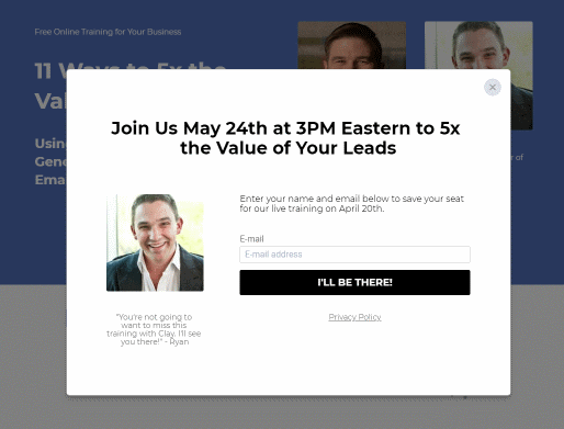 Example webinar landing pages