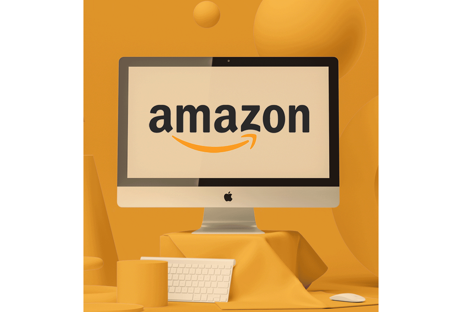 A Macbook computer with changing company logos on its screen. It cycles through Amazon, Netflix and Lyft.