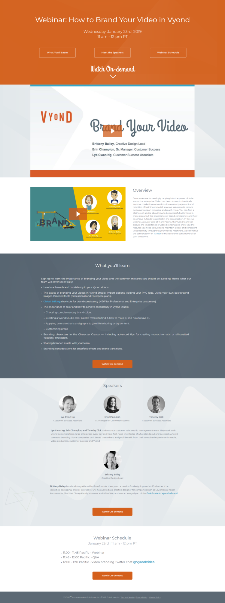 Example webinar landing pages