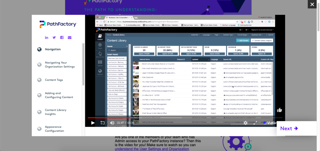 Screenshot image of Content track, powered by PathFactory