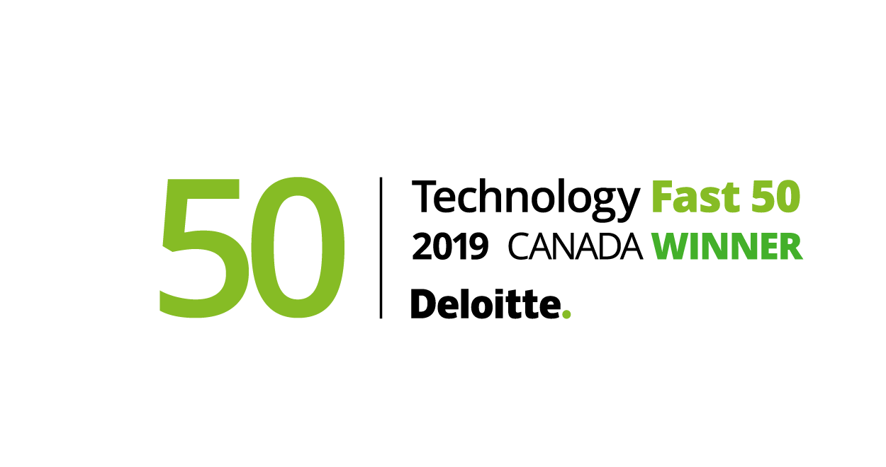 Award badge for the Technology Fast 50 2019 Canada Winner by Deloitte