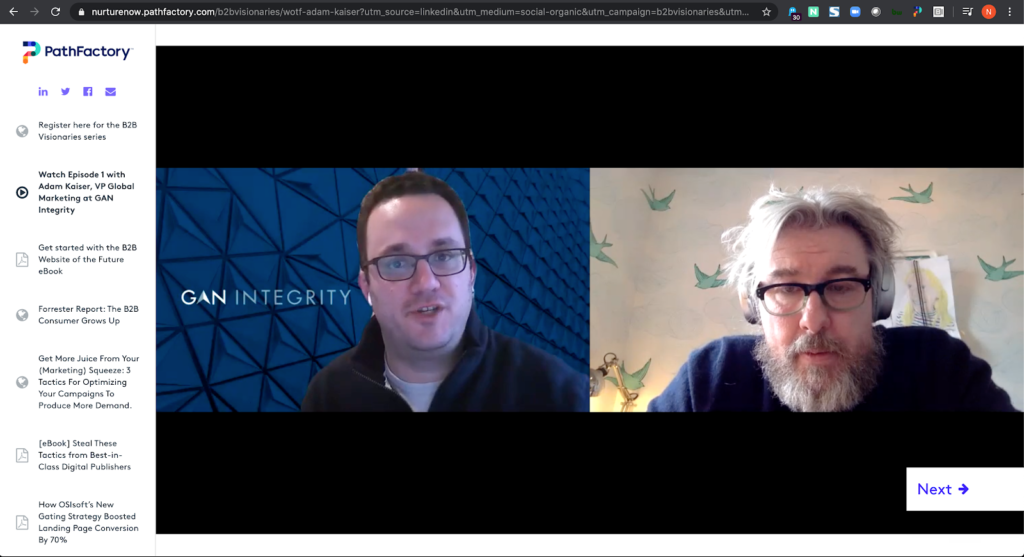 Screen grab from PathFactory's Virtual Events leading to additional relevant content