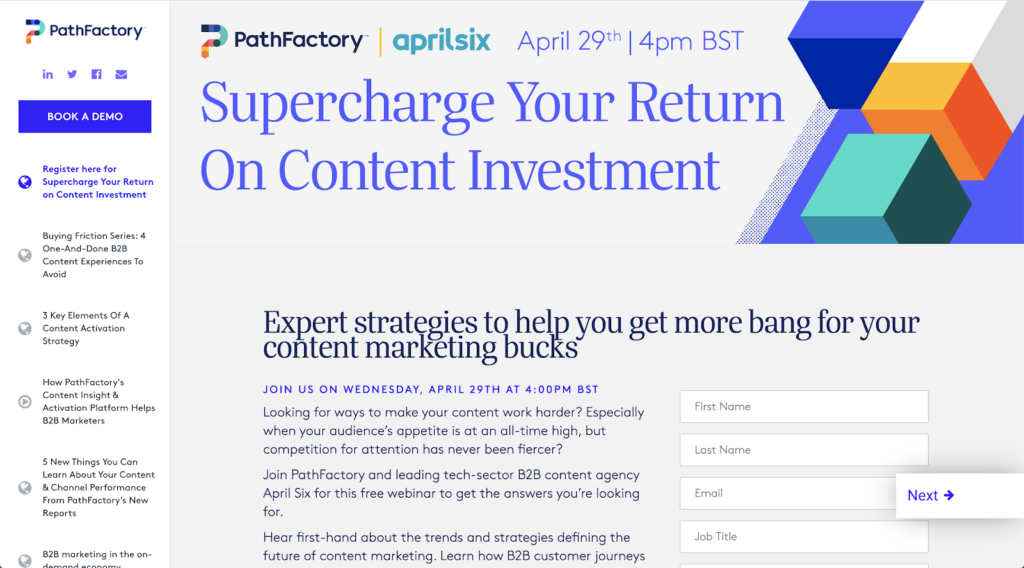 Let your visitors binge on your PathFactory Content track