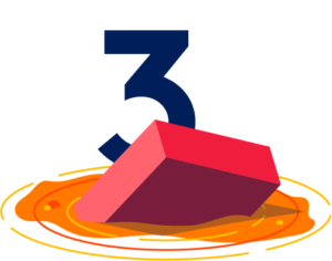 Number 3 on a block sinking in lava