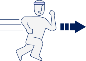 A person running forward keeping a agile forward momentum