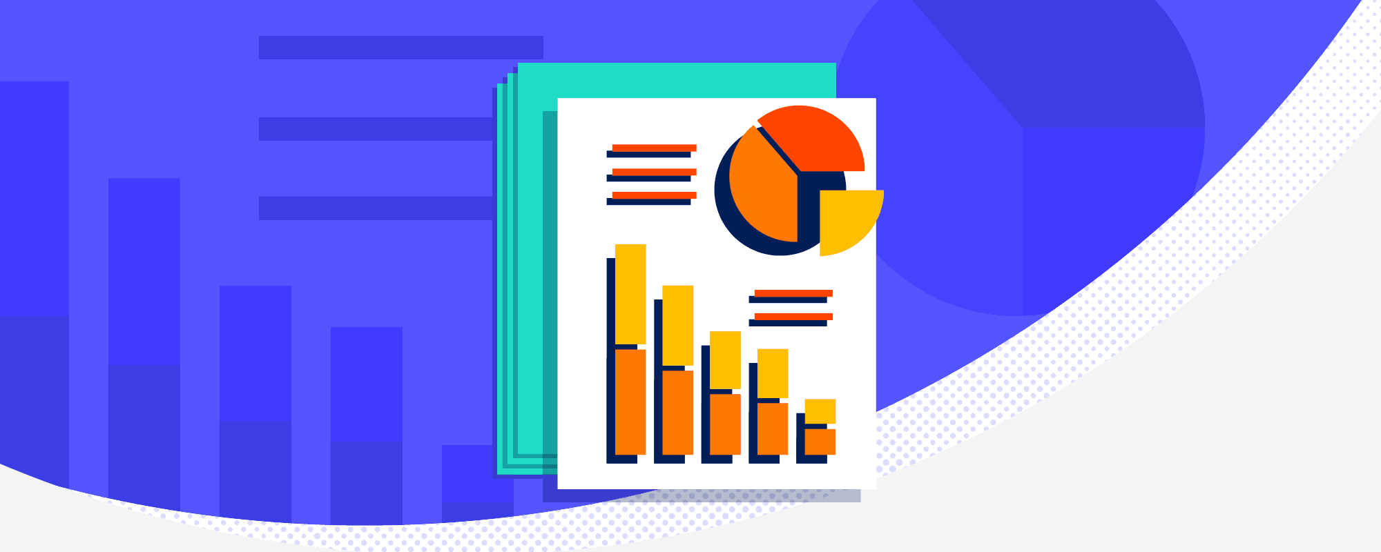 Report with pie chart and bar graph on the front cover