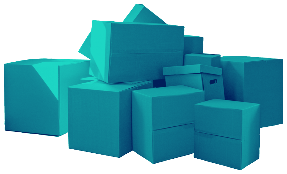 Stack of boxes representing items ordered by theme