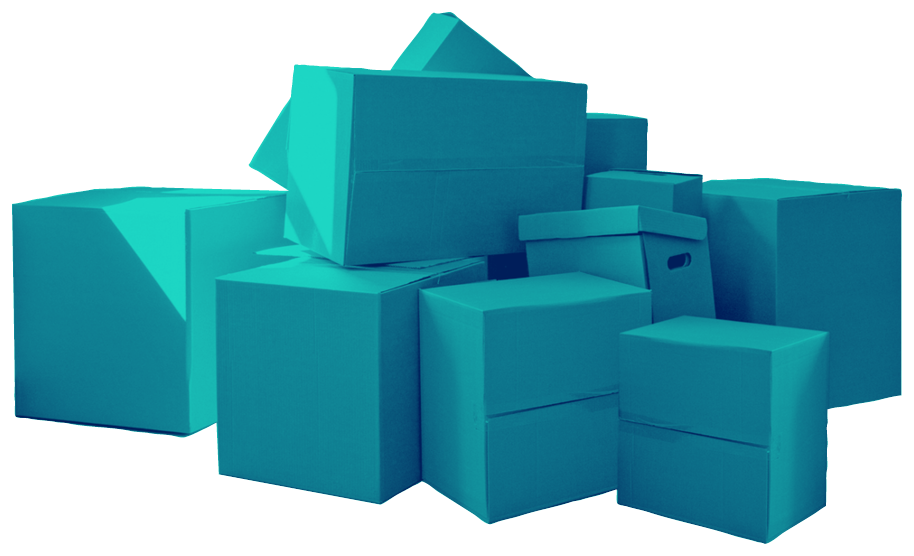 Stack of boxes representing items ordered by theme