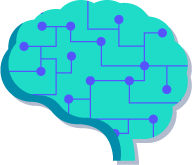 A brain with nodes running over it representing AI