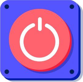 A big red power button