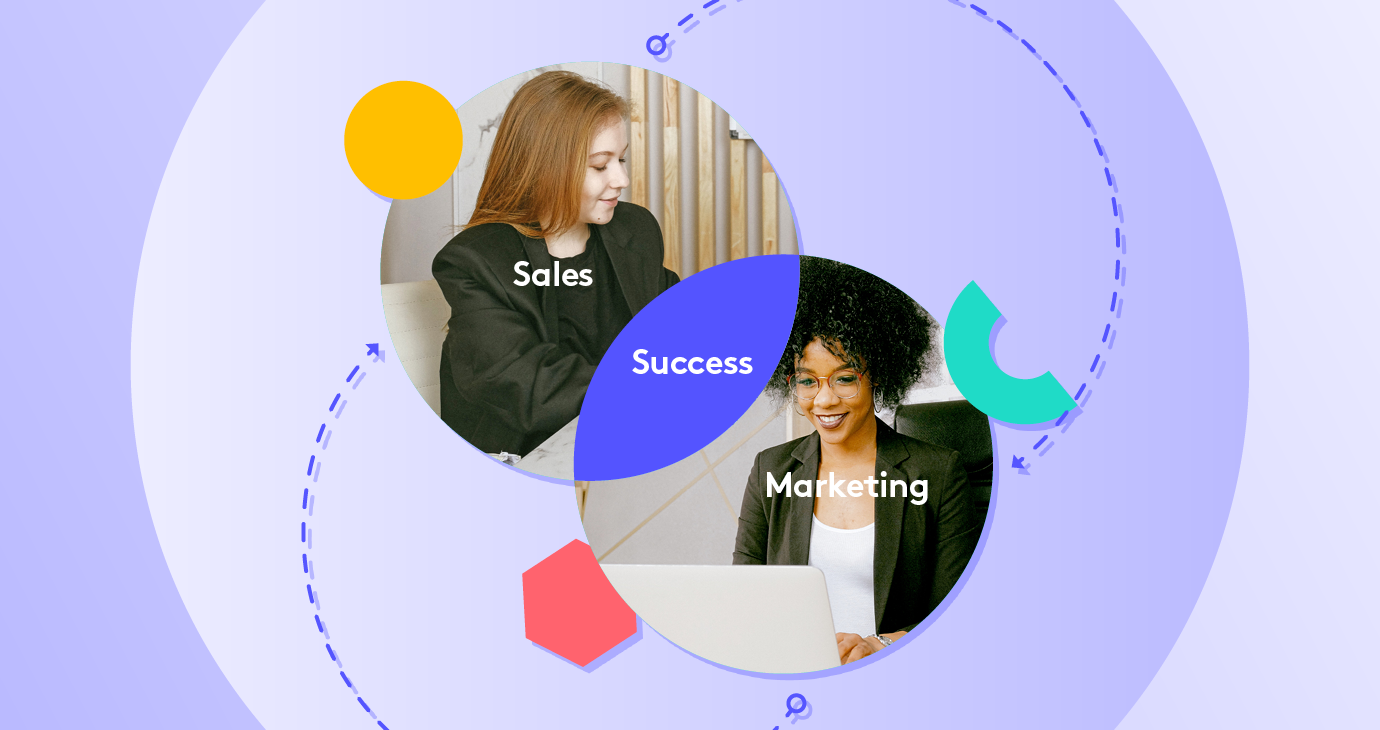 A venn diagram showing a sales representative on one side and a marketer on the other, in the cross over where they meet is success
