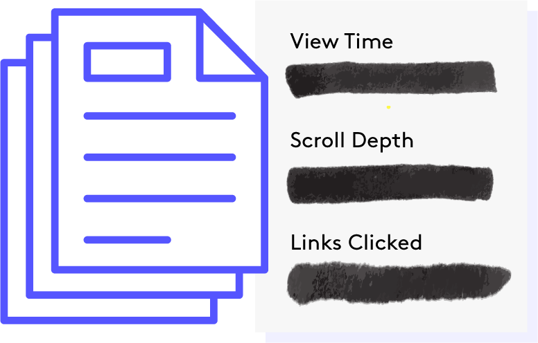 A piece of content but with all important information such as view time, scroll depth, and links clicked are blacked out