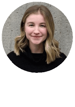 Circular Headshot of Shannon Waterfall on top of the white Allocadia logo