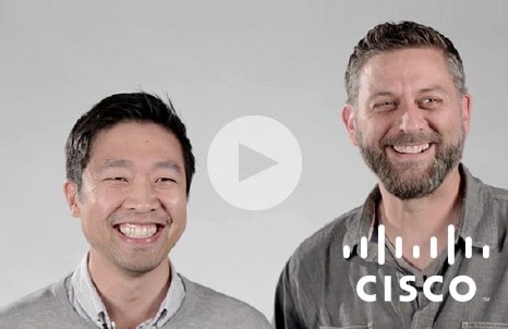 Video Thumbnail featuring Cisco Logo and Nate Ratzlaff and Doan Thai laughing