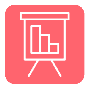 A pink presentation with graphs representing analyzing effectiveness